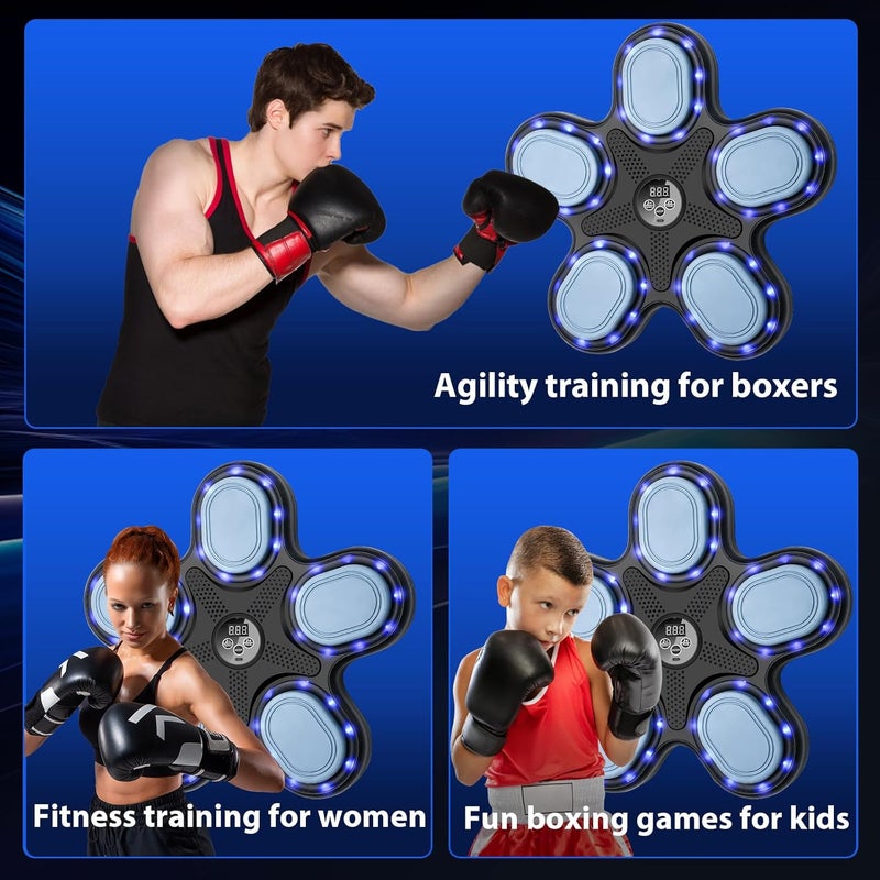 OurStarry Store Smart Music Boxing Machine for Adults and Kids, Training Machine with LED Electronic Wall Mounted, Home Indoor Workout Equipment with Premium Boxing Gloves - Image 5